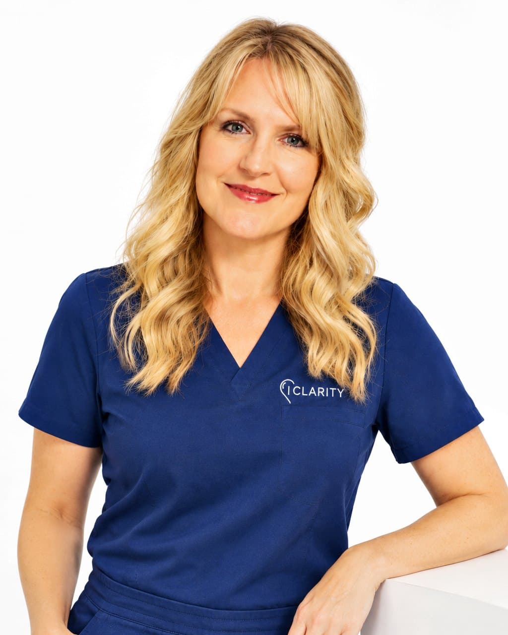 Michelle Christie, owner of Clarity, in her navy Clarity scrubs